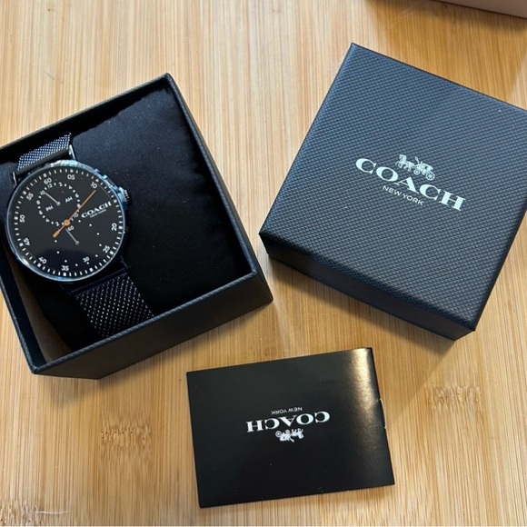 Coach Charles Watch With 41mm Black Chronograph Face & Black MeshBracelet - Picture 4 of 4